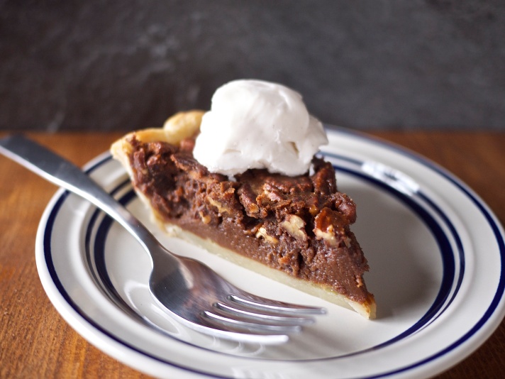 Malted Chocolate Pecan Pie from Kiwi and Peach