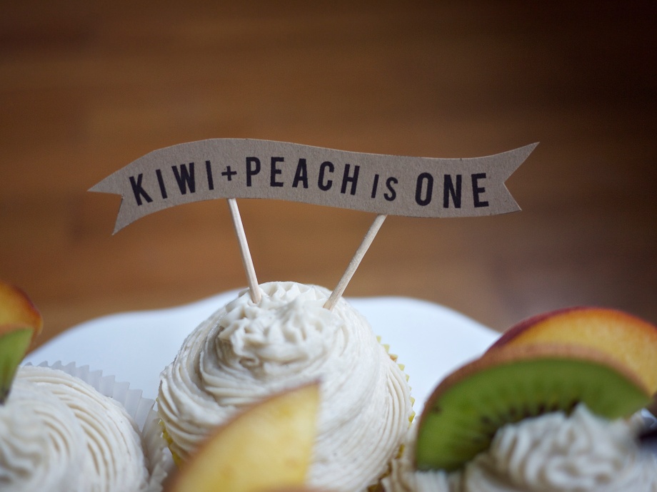 Kiwi+Peach Turns One + Spiked Peach Cupcakes with Bourbon Buttercream